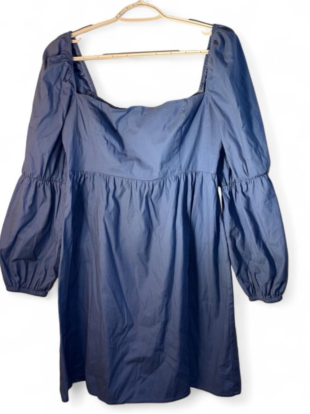 Reformation Cornflower Blue Square-Neck Puff-Sleeve Mini Dress - Picture 2 of 8